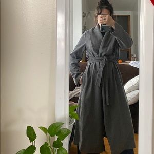 Grey wool trench coat from Religion clothing.